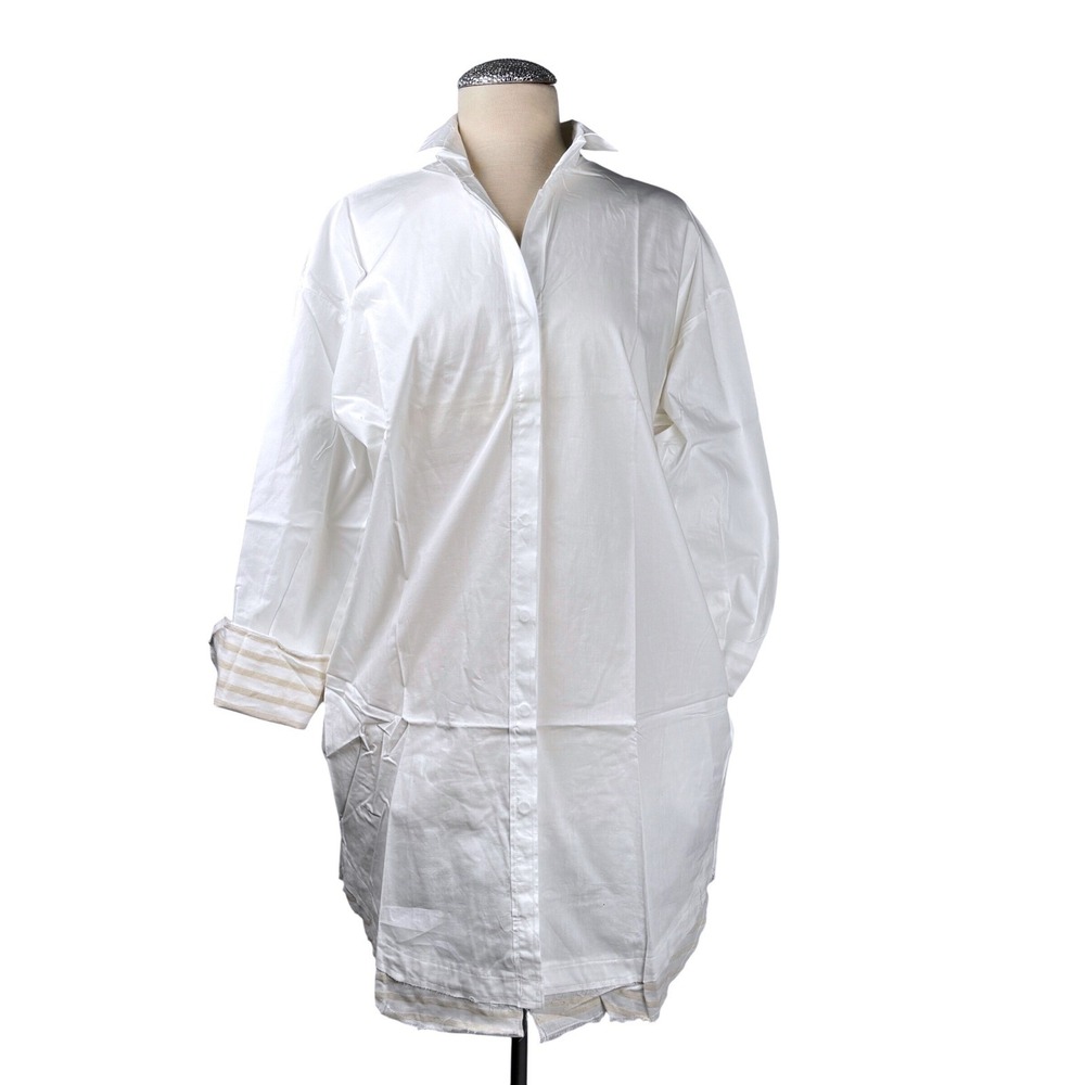Anthropologie Undiscovered Eye White Long Sleeve Oversized Shirt Dress - Size XS